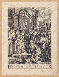 The Adoration of The Magi 1576 print by Chrispijn van den Broeck, S.I 1043, Prints Department, Royal Library of Belgium