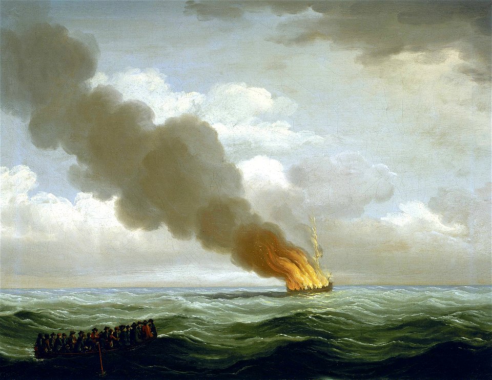 The 'Luxborough Galley' burnt nearly to the water, 25 June 1727 RMG BHC2388