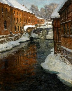 Frits Thaulow - Fra Akerselven. Free illustration for personal and commercial use.