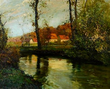 Reflective Impressionist painting by Frits Thaulow (1847-1906),