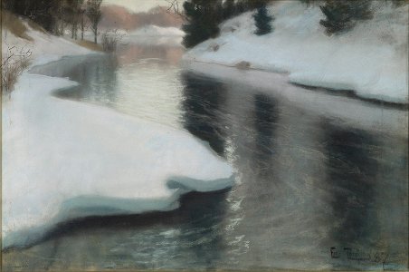 Spring Thaw (Frits Thaulow) - Nationalmuseum - 24248. Free illustration for personal and commercial use.