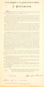 THE AUTHORIZED EDITION OF THE EMANCIPATION PROCLAMATION, SIGNED BY PRESIDENT ABRAHAM LINCOLN. Free illustration for personal and commercial use.