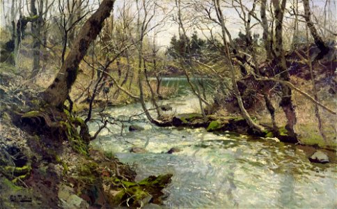 Frits Thaulow - Elv. Free illustration for personal and commercial use.