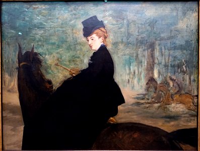 The Amazon, Portrait of Marie Lefebure, by Edouard Manet, 1870-1875, oil on canvas - Museu de Arte de São Paulo - DSC07170. Free illustration for personal and commercial use.