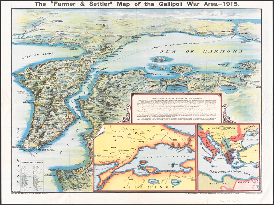 The Farmer & Settler map of Gallipoli War area - 1915