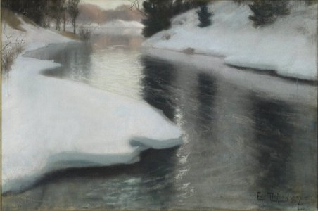 Frits Thaulow - Spring Thaw - NMB 306 - Nationalmuseum. Free illustration for personal and commercial use.