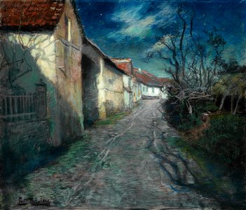 Frits Thaulow - En gate i måneskinn - A street in moonlight