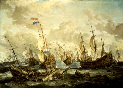 The 'Royal Prince' and other Vessels at the Four Days Battle, 1–4 June 1666 RMG BHC0286. Free illustration for personal and commercial use.