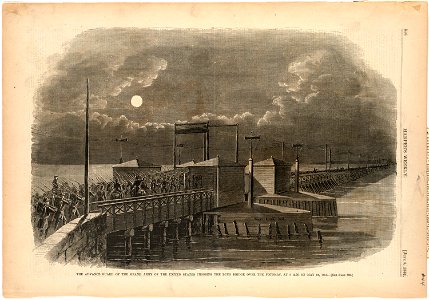 The advance guard of the Grand Army of the United States crossing the Long Bridge over the Potomac, at 2 A.M. on May 24, 1861 (Boston Public Library)