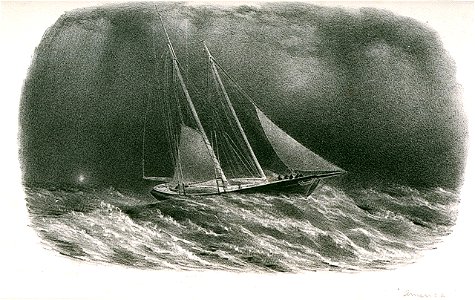 The America Hove-to off Valetta, Feb 2nd 1852. Published in Hunt's Yachting Magazine Sep 1852 RMG PU6543
