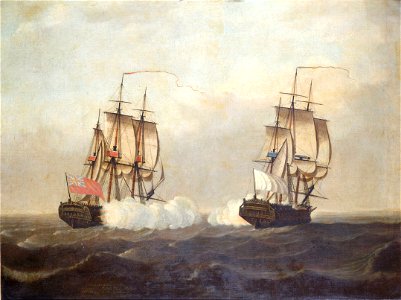 The 'Pitt' engaging the 'St Louis', 29 September 1758 RMG BHC0385
