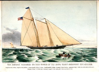 The America Schooner (170 Tons) winner of the Royal Yacht Squadron Cup, Aug 1851 RMG PU6538. Free illustration for personal and commercial use.