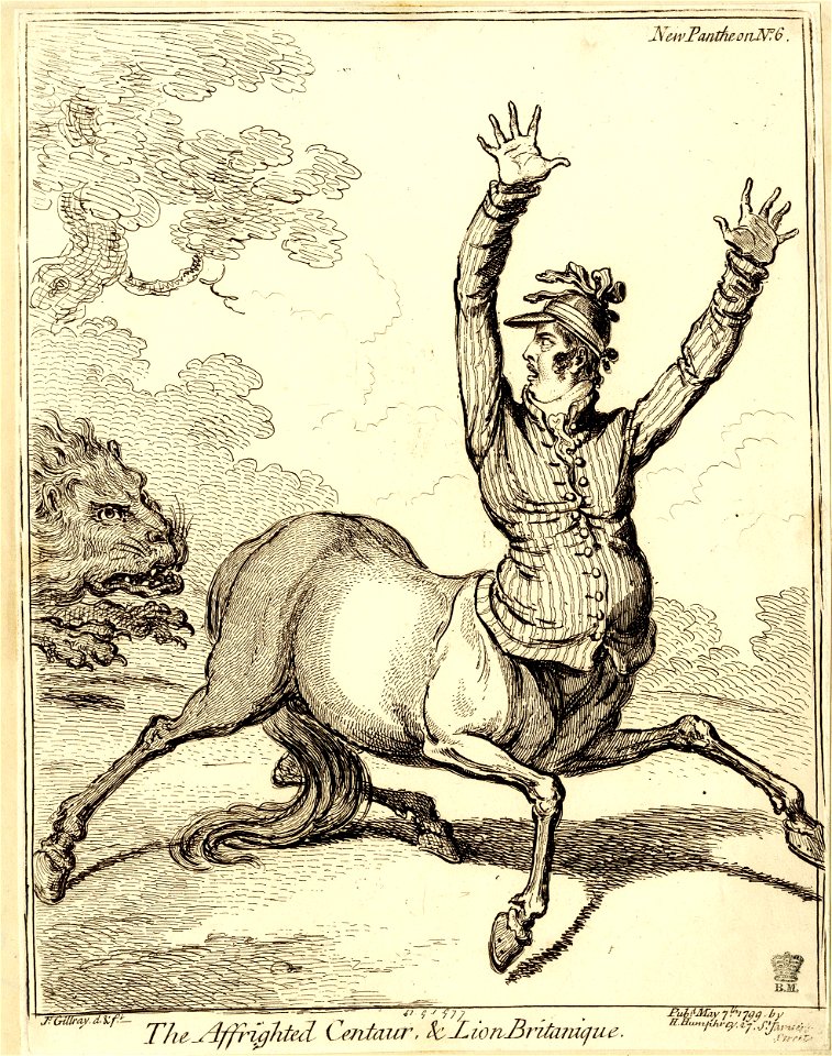 The Affrighted Centaur, & Lion Britanique. (BM 1851,0901.977)