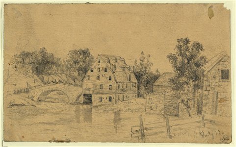 The 6th Corps (Genl. Sedgwick) crossing the bridge at Funkstown (Antietam Creek) in pursuit of Genl. Lee's forces after Gettysbur LCCN2004661933