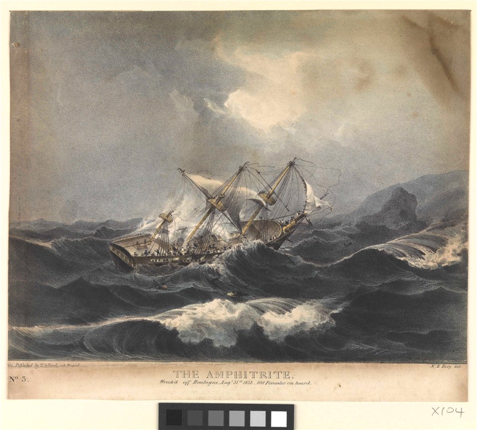 The Amphitrite wrecked off Boulogne Augt 31st 1833. 108 females on board RMG PW8062