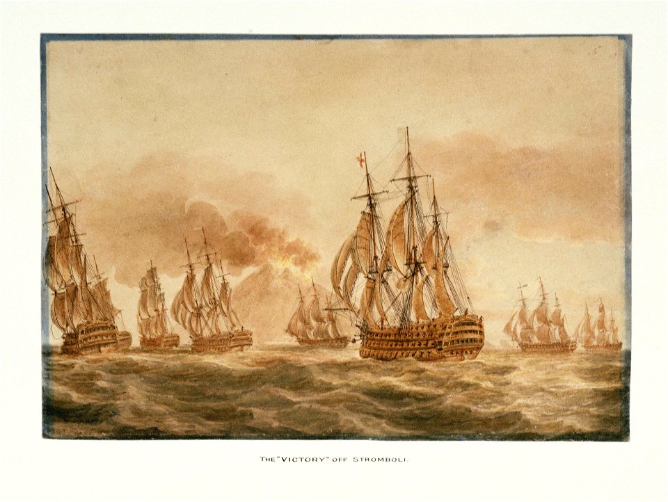The 'Victory' with the fleet off Stromboli, January 1805 RMG PW5885