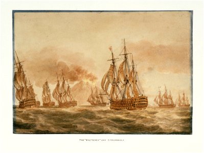 The 'Victory' with the fleet off Stromboli, January 1805 RMG PW5885