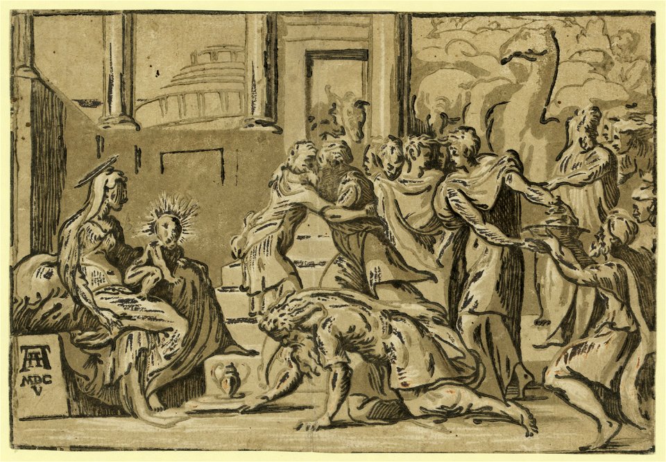 The adoration of the Magi - AA (monogram of Andrea Andreani) MDCV. LCCN2008678930