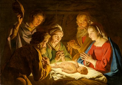 The Adoration of the Shepherds - Matthias Stom (Stomer) - Google Cultural Institute. Free illustration for personal and commercial use.
