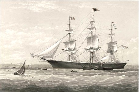 The Clipper Ship James Baines - one of the Black Ball Line of Australian Packets belonging to Messrs James Baines and Co, Liverpool RMG PY8547 - edited
