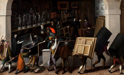 The Confiscation of the Contents of a Painter's Studio Southern Netherlandish School Mauritshuis 875. Free illustration for personal and commercial use.