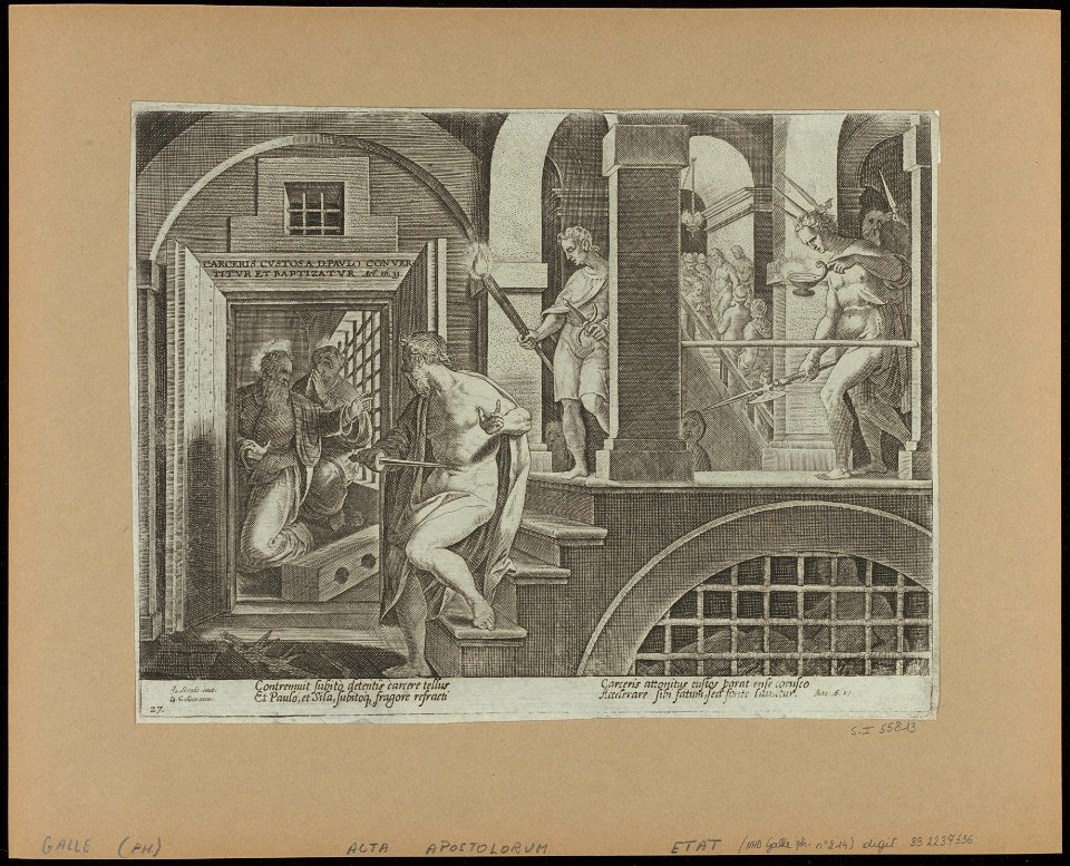 The Conversion of The Warder 1582 print by Stradanus, S.I 55813, Prints Department, Royal Library of Belgium
