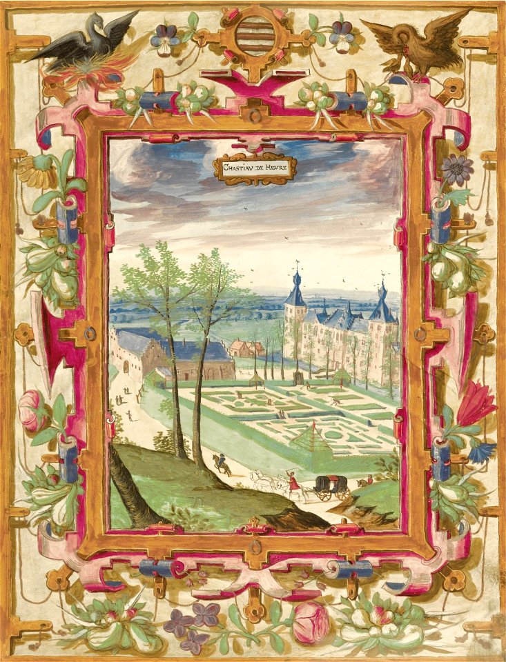 The Château d'Héverlée, a single leaf from the Album de Croÿ, an illuminated manuscript on vellum