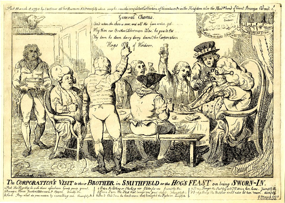 The corporation's visit to their brother in Smithfield or the hog's feast on being sworn-in. (BM 1868,0808.5922)