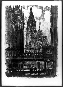 The city hall and bridge across Market Street, Phila. - J. Pennell. LCCN93512408