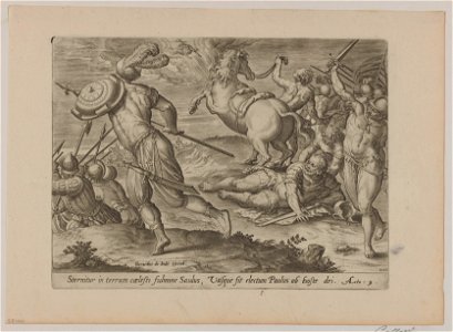 The Conversion of Saul 1585 print by Ambrosius Francken I, S.I 1060, Prints Department, Royal Library of Belgium