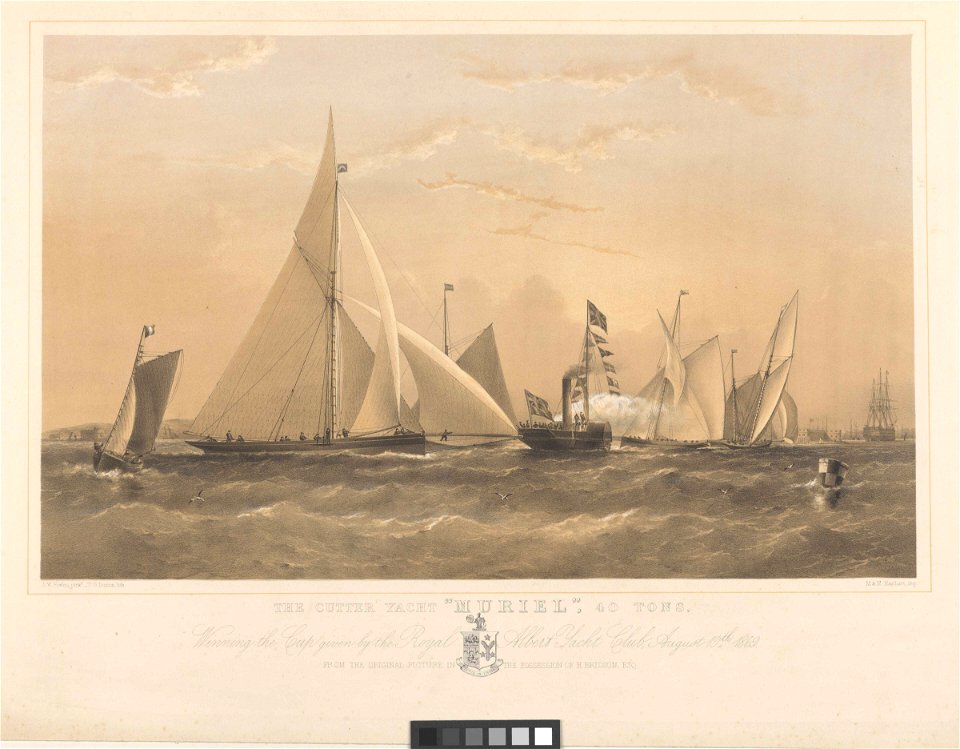 The Cutter Yacht Muriel, 40 Tons, Winning the Cup given by the Royal Albert Yacht Club, August 19th 1869 RMG PY8776