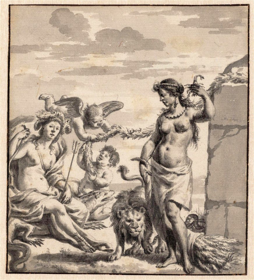 The Continents of Africa and America by Adriaen van de Velde
