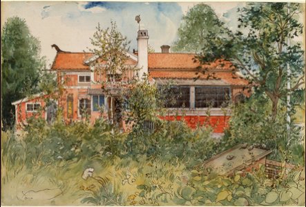 The Cottage. From A Home (26 watercolours) (Carl Larsson) - Nationalmuseum - 24202. Free illustration for personal and commercial use.
