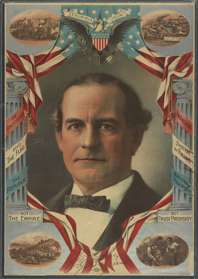 The Constitution and the flag. The republic not the empire. An American system of finance. National prosperity not trust prosperity LCCN2003677862