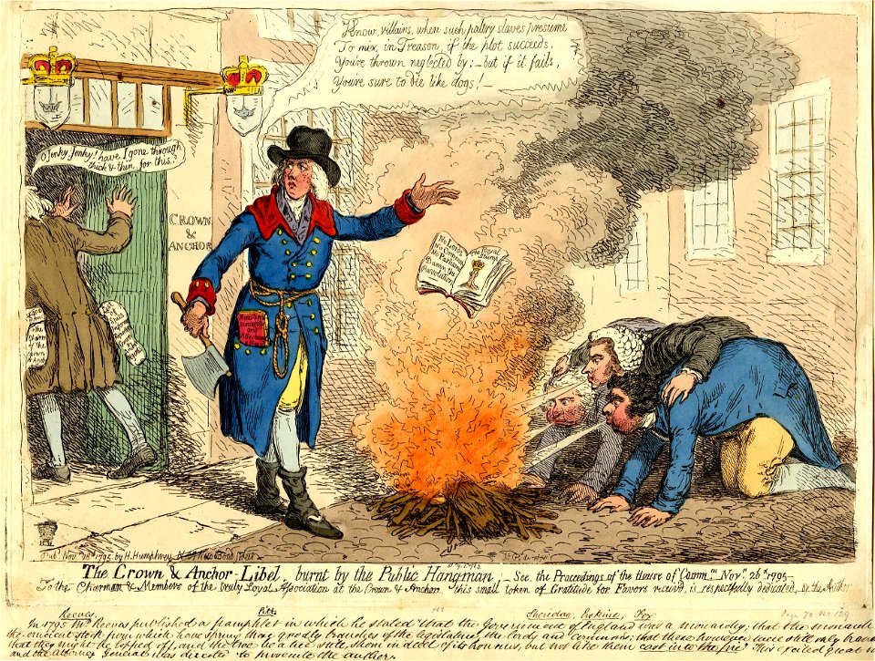 The Crown & Anchor libel, burnt by the public hangman;- (BM 1851,0901.763)