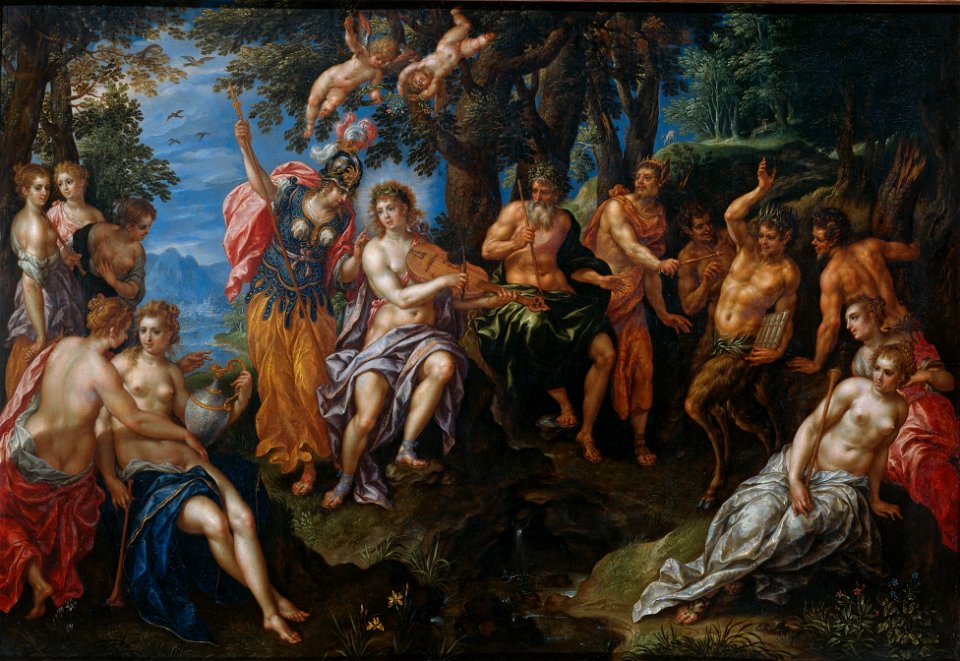 The Contest between Apollo and Pan by Hendrik de Clerck Clerck Rijksmuseum Amsterdam SK-A-621