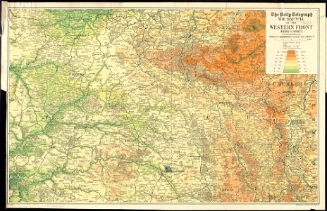 The Daily Telegraph war map no. 14 - of the western front, Arras to Nancy (14773679639)