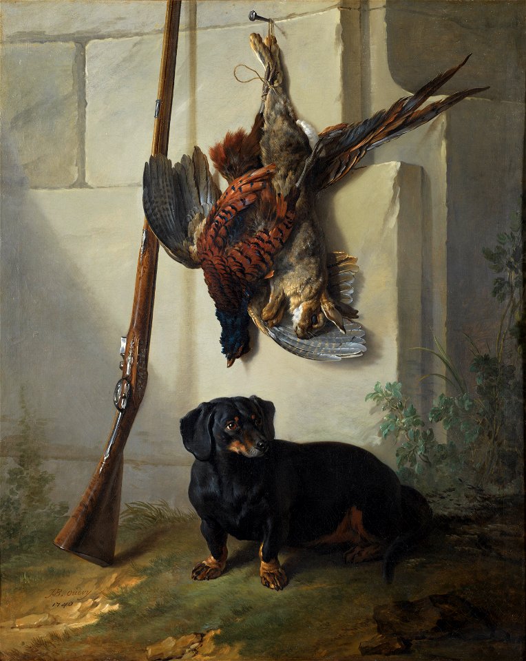 The Dachshound Pehr with Dead Game and Rifle (Jean-Baptiste Oudry) - Nationalmuseum - 17867