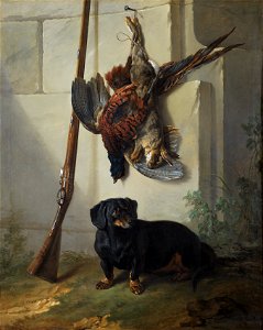 The Dachshound Pehr with Dead Game and Rifle (Jean-Baptiste Oudry) - Nationalmuseum - 17867