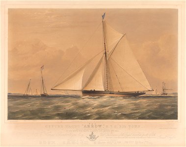The cutter yacht Arrow R.Y.S. 102 Tons, rounding the distance boat off Yarmouth, in the match for Prince Albert's Cup, August 15th 1854 RMG PY8625