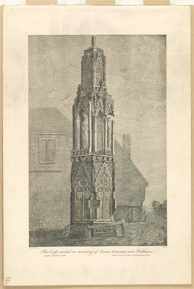 The cross erected in memory of Queen Eleanor, near Waltham - Schnebbelie del ; Basire sc. LCCN2003680016