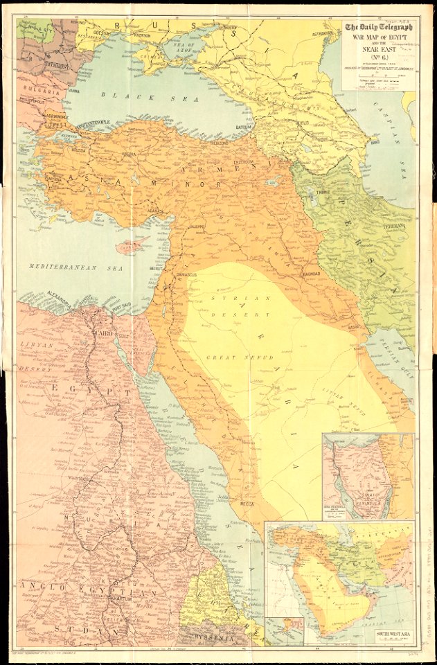 The Daily Telegraph war map of Egypt and the Near East (No. 6) (14937366056)