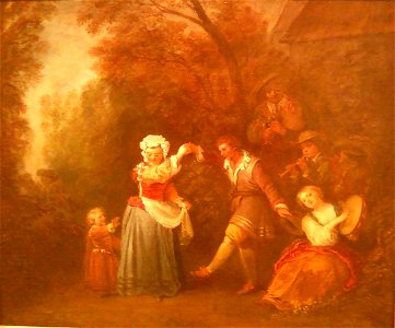 The Country Dance by Jean-Antoine Watteau. Free illustration for personal and commercial use.
