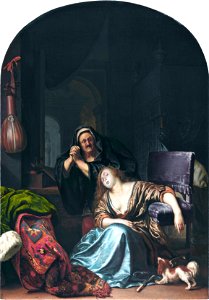 The death of Lucretia, by Frans van Mieris (I). Free illustration for personal and commercial use.