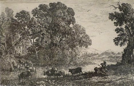 The Cowherd' by Claude Lorrain, etching, 1636, Dayton Art Institute