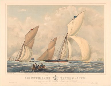 The Cutter Yacht Cynthia 50 Tons - R.T.Y.C. Winning the L50 Purse at Torbay, Augt 24th 1849. Built April 1849 by Messrs Wanhill, of Poole RMG PY8682