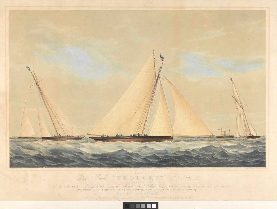 The Cutter Yacht Thought, 27 Tons, F.O. Marshall Esq. in the Amateur Match of the Royal Thames Yacht Club, June 14th 1860 - RMG PY8728