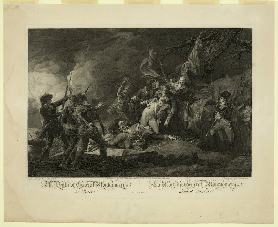 The death of General Montgomery at Quebec La mort du General Montgomery devant Quebec - - painted by John Trumbull ; engraved by W. Ketterlinus ; printed by Andw. Maverick. LCCN2003666949