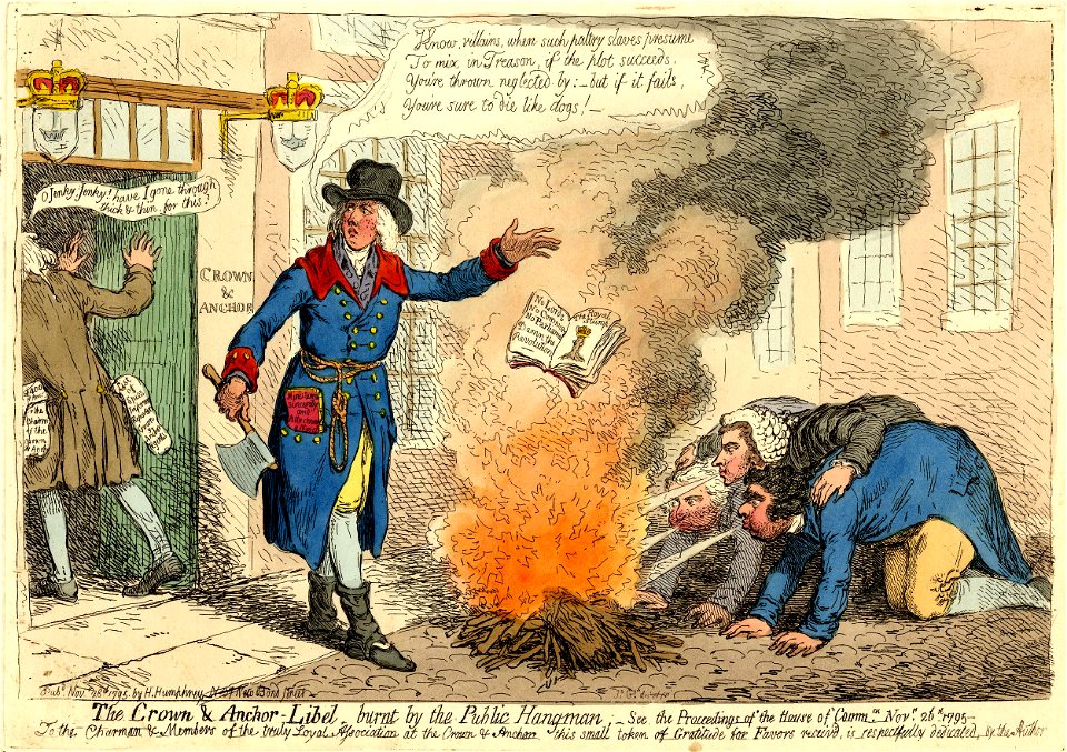 The Crown & Anchor libel, burnt by the public hangman;- (BM 1868,0808.6484)