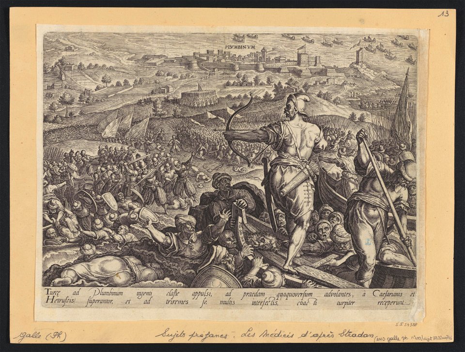 The Defeat of The Turcs at Plumbinum ca.1582 print by Stradanus, S.I 54388, Prints Department, Royal Library of Belgium